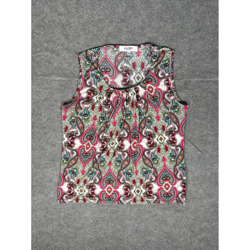 Jones Studio Separates Womens Medium‎ Paisley Sleeveless Top Pink Green Shell M